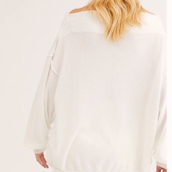 Free People White Main Squeeze Sweater Sz L - Picture 2 of 8